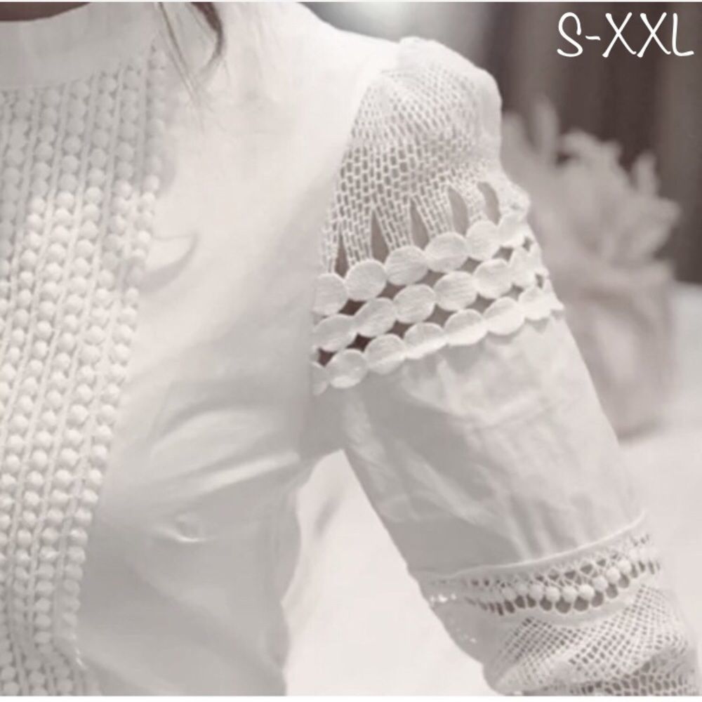 Gorgeous White Lace Crochet Blouse Small-XXL